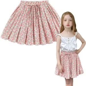 Curipeer Toddler Girls Short Ruffle High Waisted Floral Pleated Skirts 18M-8T