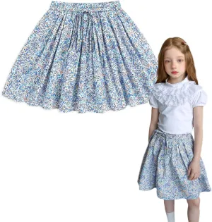 Curipeer Toddler Girls Short Ruffle High Waisted Floral Pleated Skirts 18M-8T