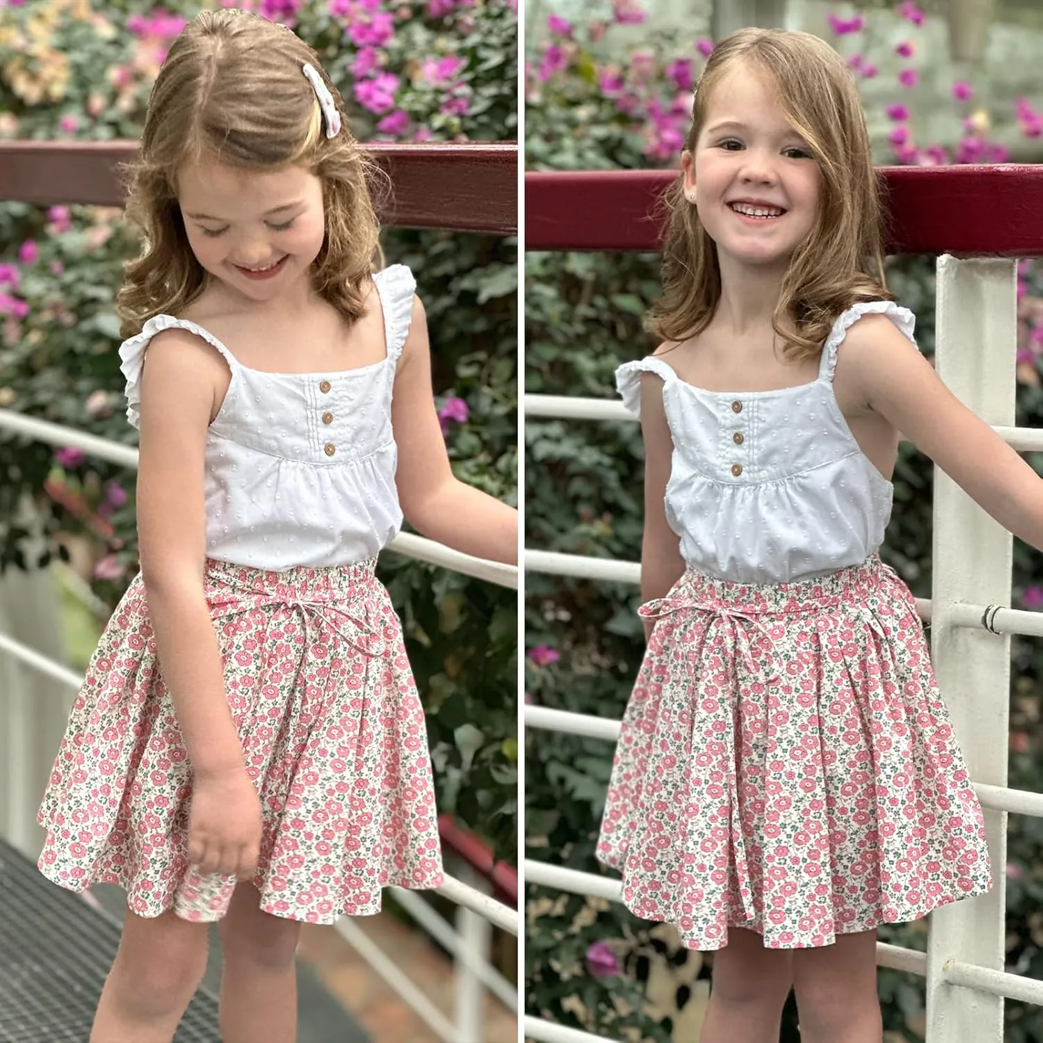 Curipeer Toddler Girls Short Ruffle High Waisted Floral Pleated Skirts 18M-8T