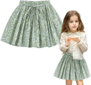 Curipeer Toddler Girls Short Ruffle High Waisted Floral Pleated Skirts 18M-8T