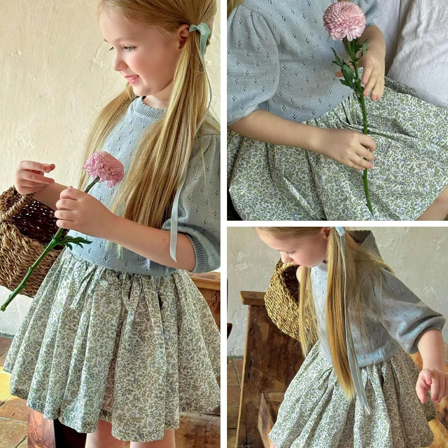 Curipeer Toddler Girls Short Ruffle High Waisted Floral Pleated Skirts 18M-8T