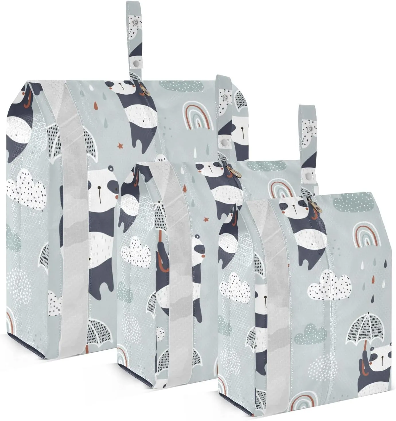 Cute Cartoon Panda Packing Cubes Set of 3, Lightweight Travel Luggage Organizers Foldable Bags for Easy Packing and Organization