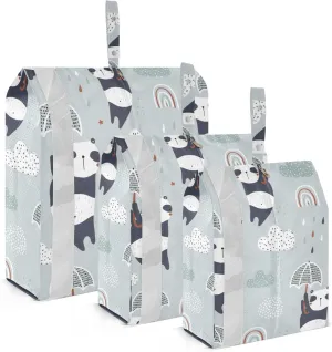 Cute Cartoon Panda Packing Cubes Set of 3, Lightweight Travel Luggage Organizers Foldable Bags for Easy Packing and Organization