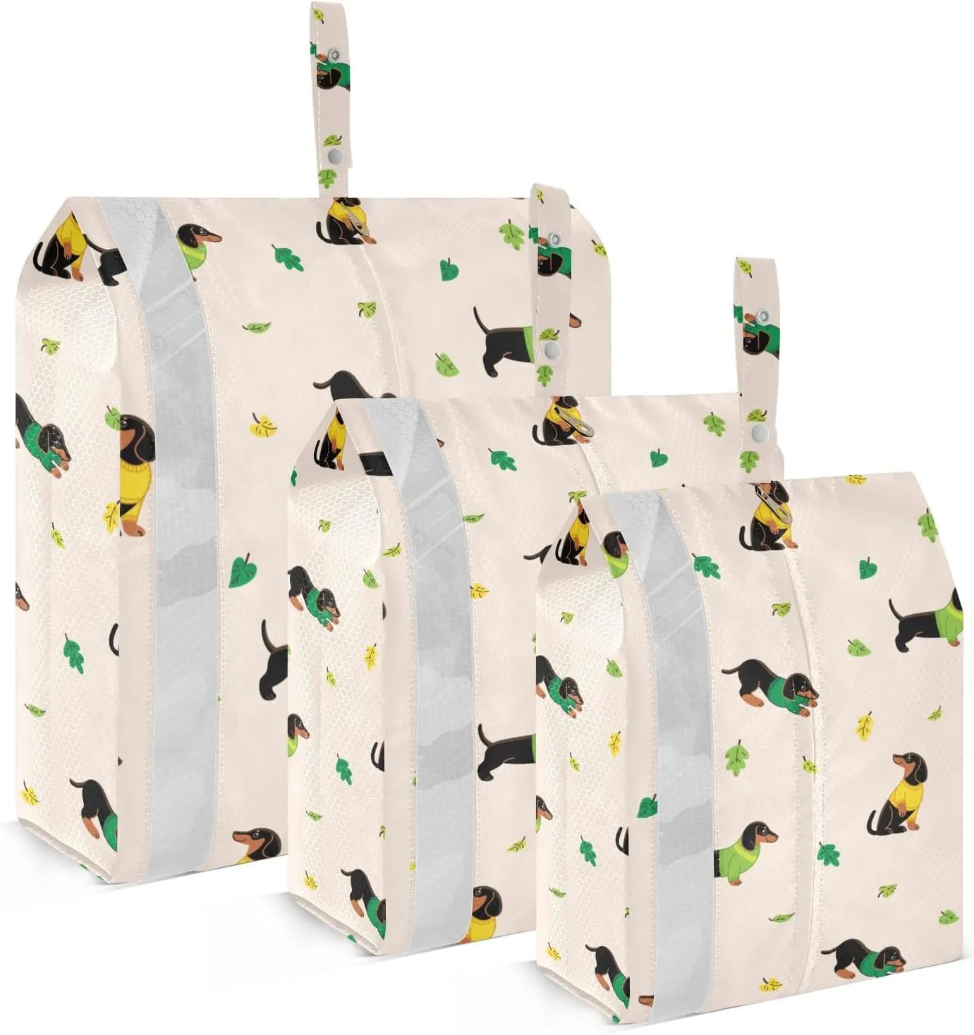 Cute Dogs Dachshunds Packing Cubes Set of 3, Lightweight Travel Luggage Organizers Foldable Bags for Easy Packing and Organization