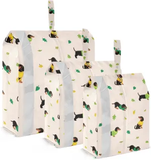 Cute Dogs Dachshunds Packing Cubes Set of 3, Lightweight Travel Luggage Organizers Foldable Bags for Easy Packing and Organization