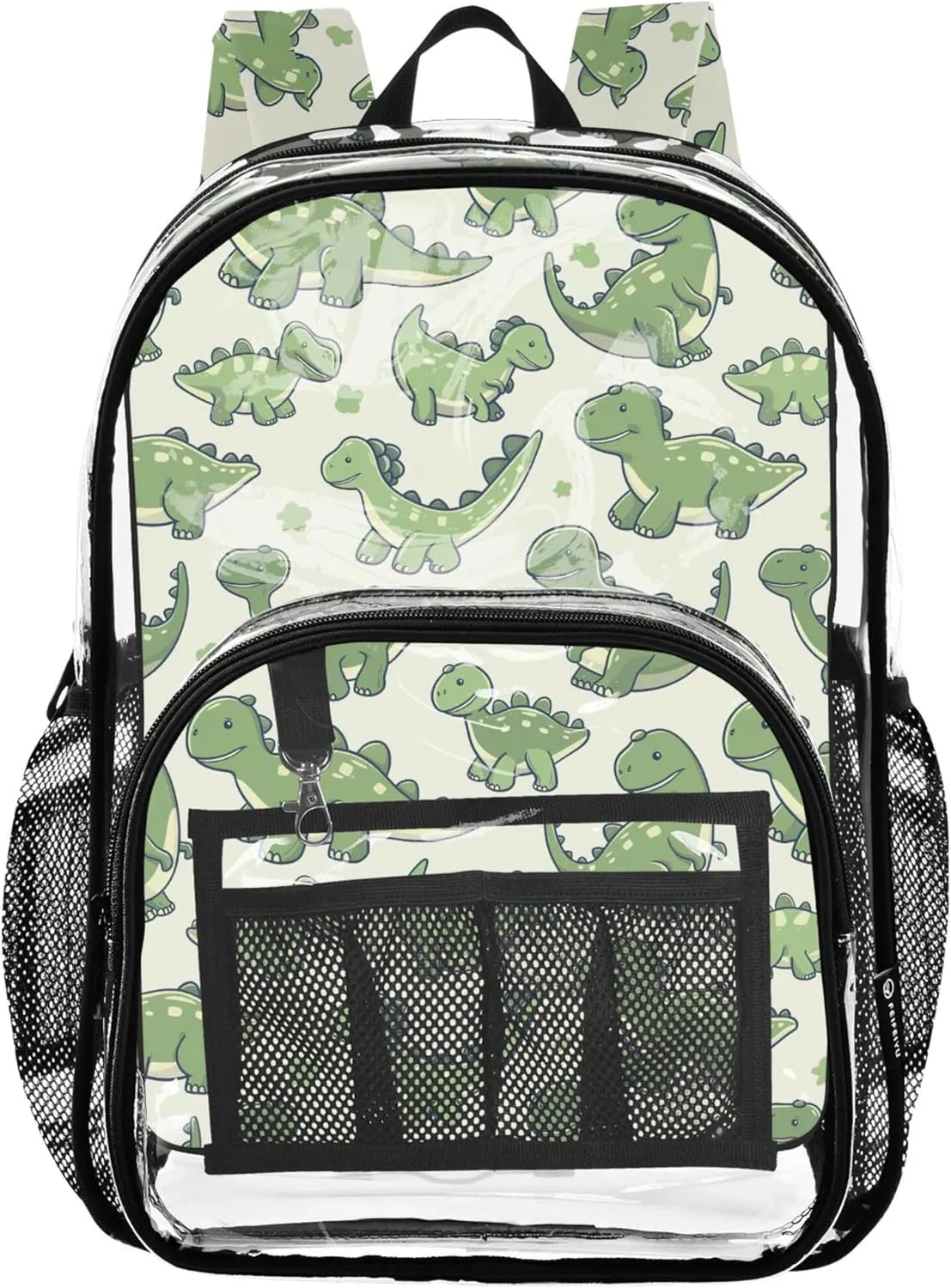 Cute Green Dinosaurs Kids Bag, Plastic Backpack, Clear Backpack for Boys, Kid Backpacks