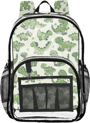 Cute Green Dinosaurs Kids Bag, Plastic Backpack, Clear Backpack for Boys, Kid Backpacks