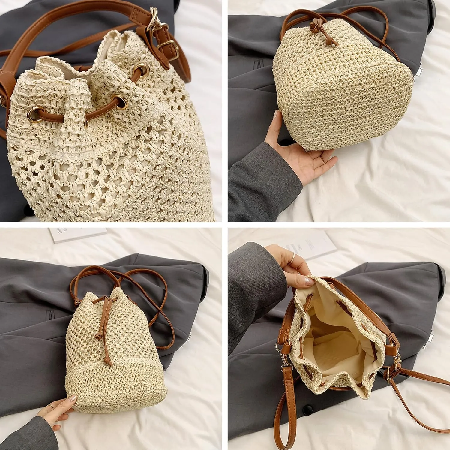 Cute Purse Trendy 2025 Summer Y2k Beach Crochet Bucket Bags Small Crossbody Purses Women