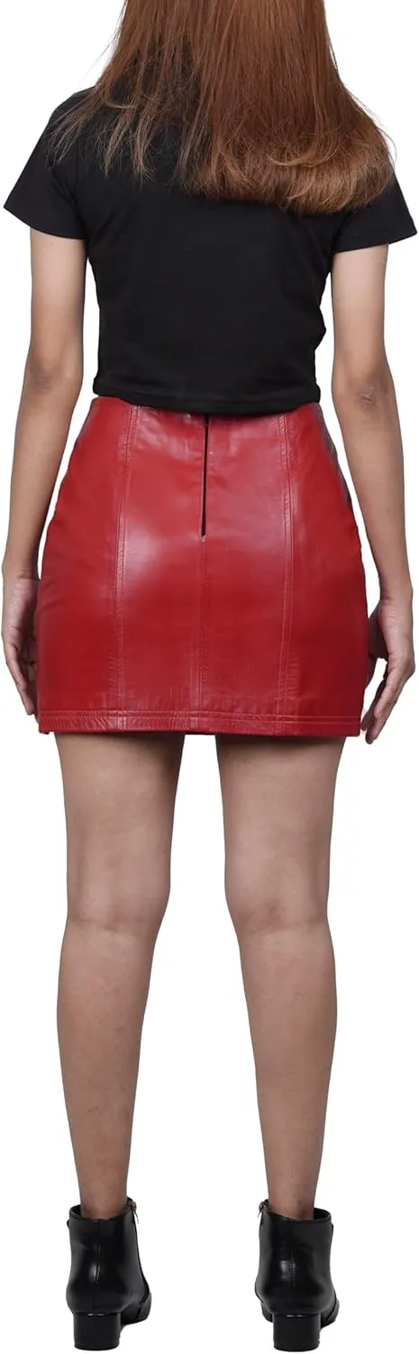 Decrum Real Leather Skirts for Women - Trendy Casual Womens Leather Skirt Fashionable