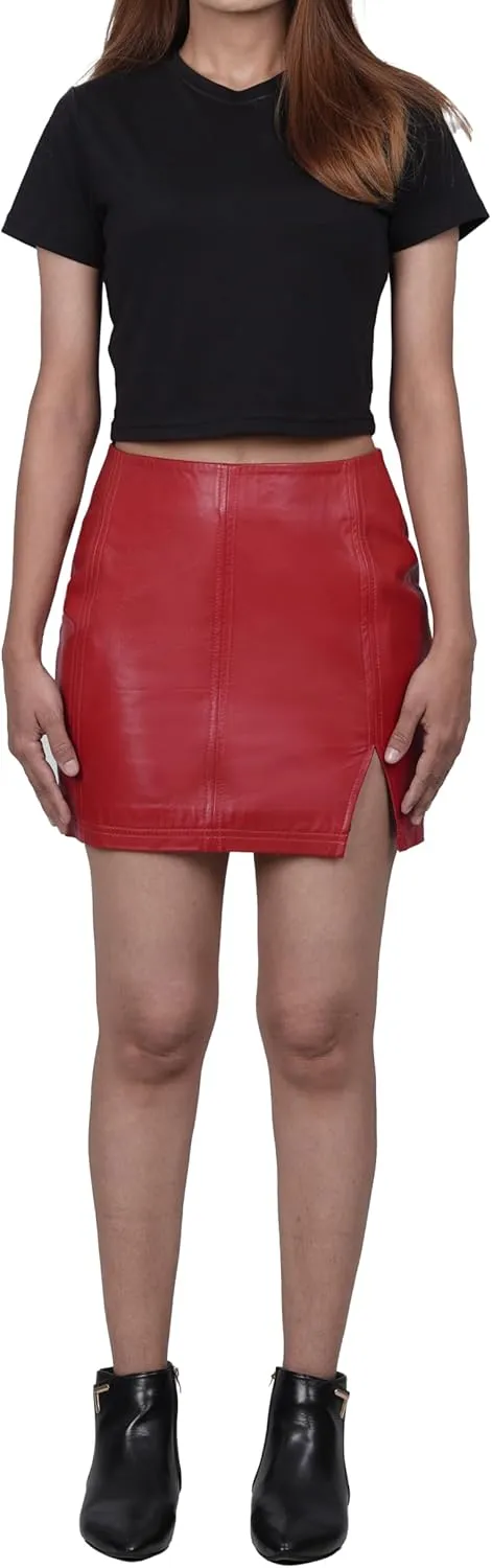 Decrum Real Leather Skirts for Women - Trendy Casual Womens Leather Skirt Fashionable