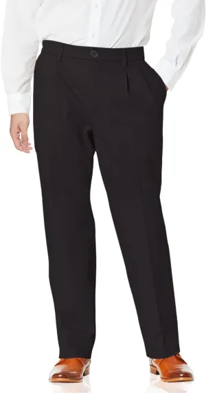 Dockers Men's Relaxed Fit Signature Khaki Lux Cotton Stretch Pants-Pleated, Black, 38W x 34L
