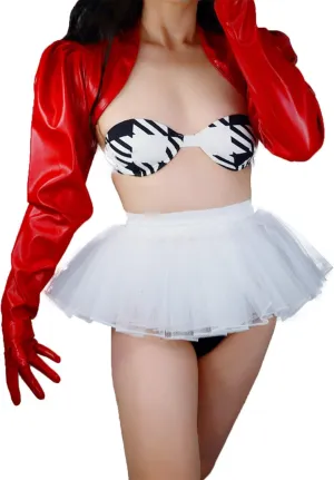 DooWay Fashion Bolero Gloves Women Faux Leather Loose Sleeves Cropped Top Jacket Shrug Jumper