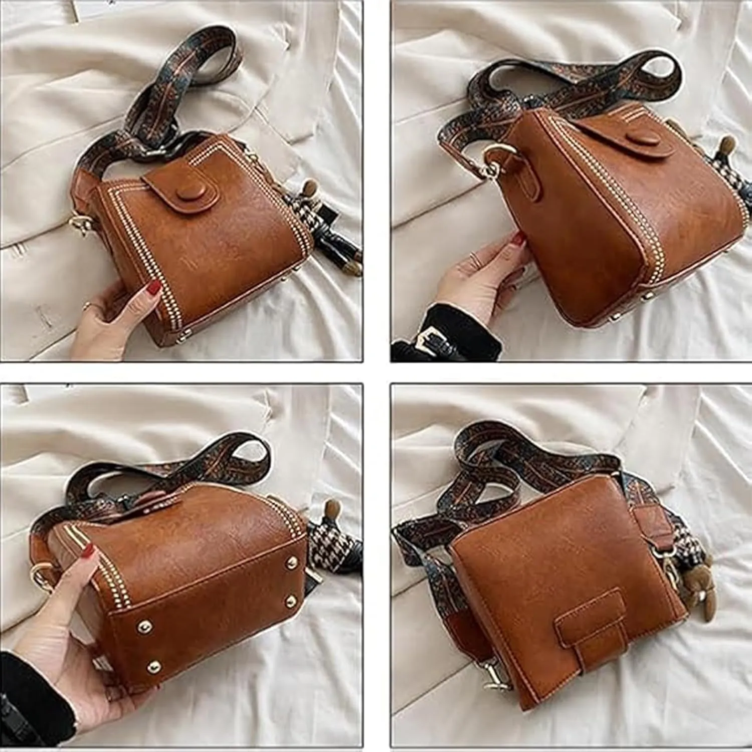 Dragentle Vintage Fashion Bag with Adjustable Wider Shoulder Strap, Bootara Bucket Bag, lovely Doll Pendants