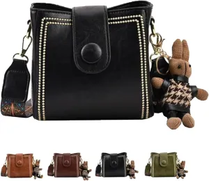 Dragentle Vintage Fashion Bag with Adjustable Wider Shoulder Strap, Bootara Bucket Bag, lovely Doll Pendants