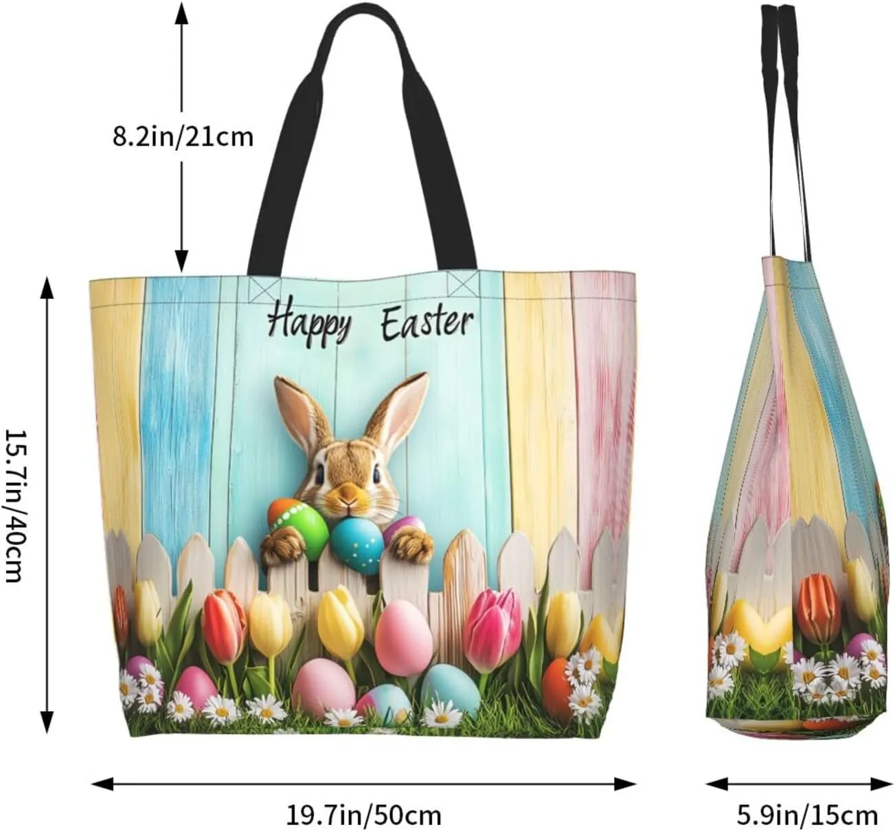 Easter Eggs Tote Bag For Women Men, Easter Shoulder Bag Handbag For Beach Travel Gym Grocery Shopping