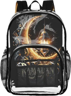 Elegant Ramadan Lantern Gold Girls Bag, Clear Plastic Bag, Transparent Bag, Backpack Clear