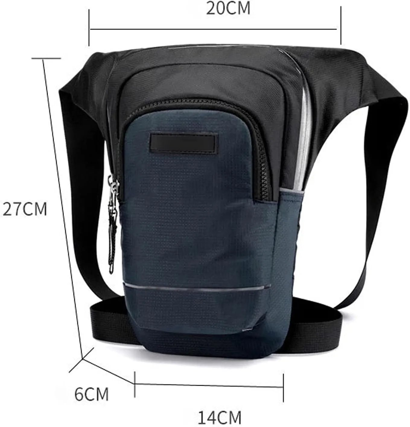 Fanny Pack Men's Waterproof Nylon Waist Packs Leg Bag Waistpack Motorcycle Drop Belt PouchMobile Phone PurseSports Waist Bag (Black)