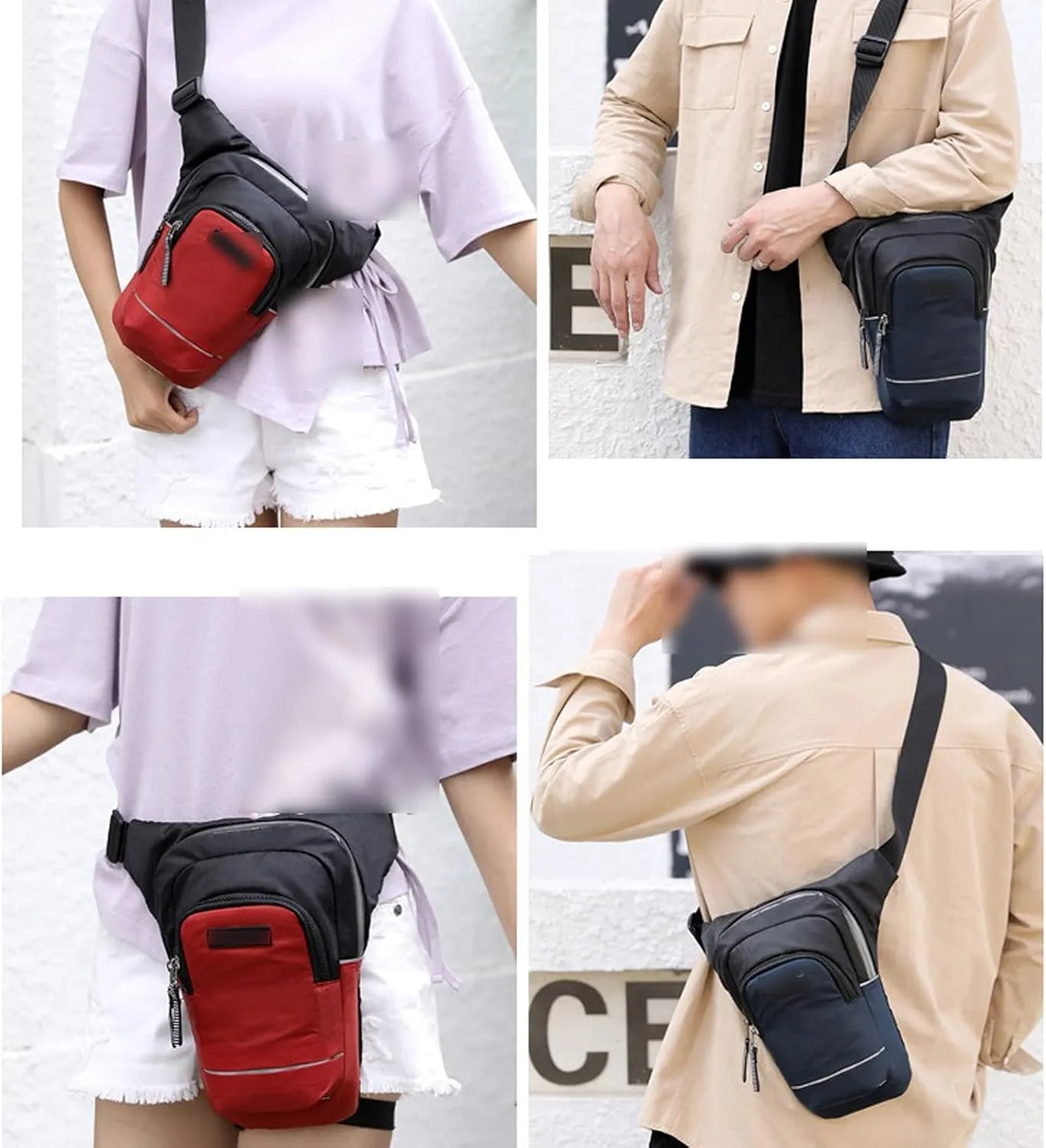 Fanny Pack Men's Waterproof Nylon Waist Packs Leg Bag Waistpack Motorcycle Drop Belt PouchMobile Phone PurseSports Waist Bag (Black)