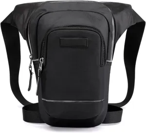 Fanny Pack Men's Waterproof Nylon Waist Packs Leg Bag Waistpack Motorcycle Drop Belt PouchMobile Phone PurseSports Waist Bag (Black)