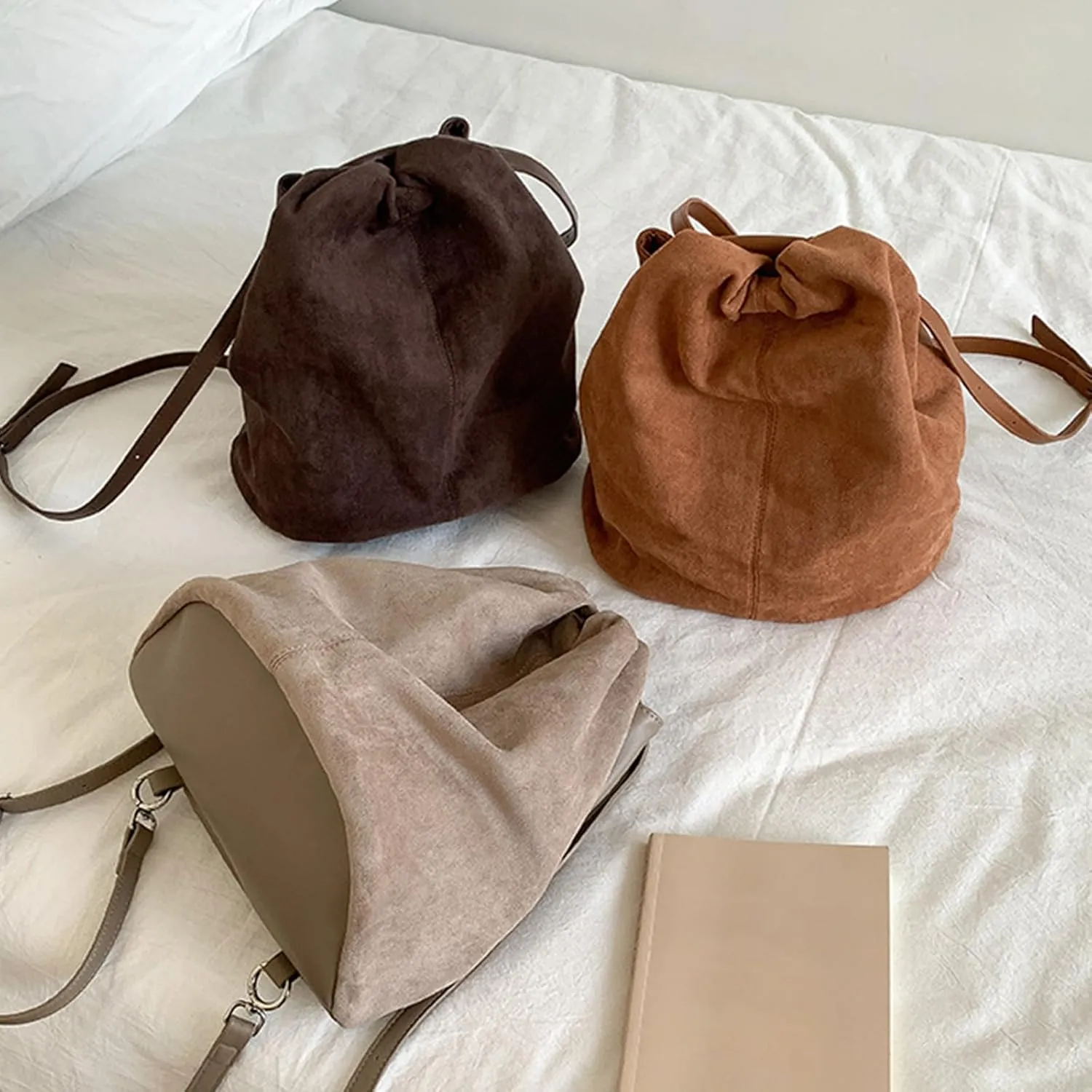 Fashion Bucket Bags Backpack For Women Drawstring Shoulder Bag Handbag with Detachable Strap Large Capacity Daycpack shoulder handbag