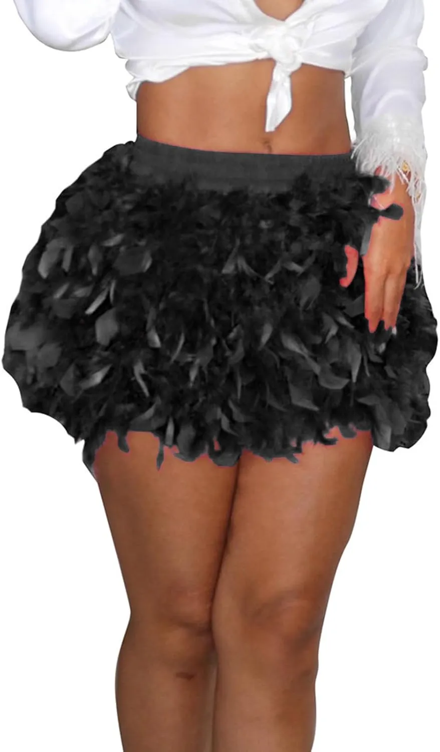 Fashion Women's Turkey Feather Short Half Skirt - 2024 Trendy European and American Style