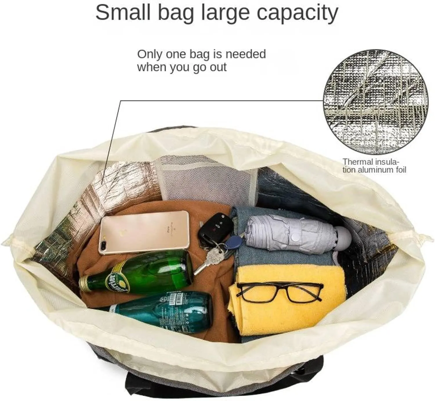 Foldable shopping bag large capacity multifunctional thermal bag women's bag handbag mummy bag