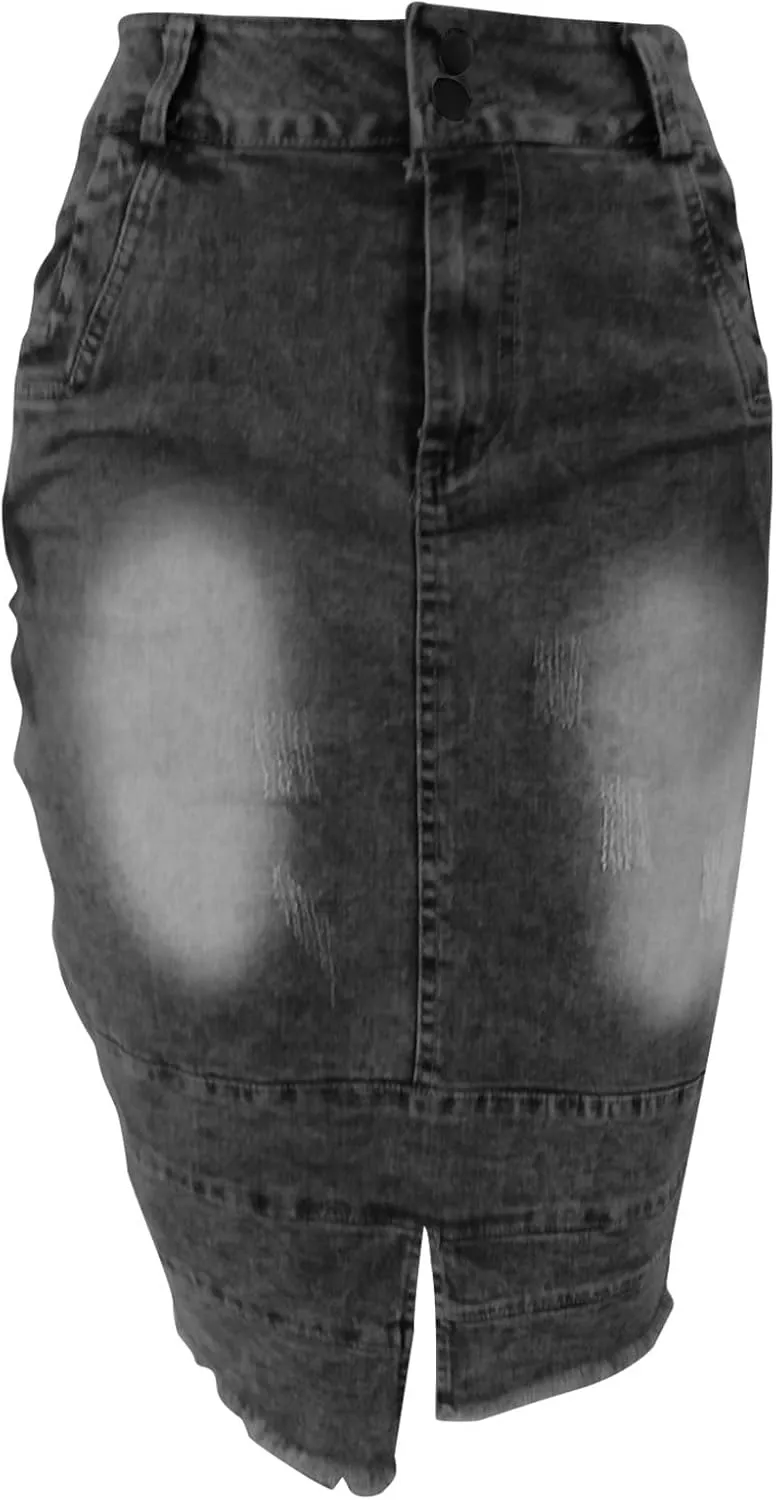 for Juniors Linen Denim Midi Knee High Western Pencil Skirts Women 2025