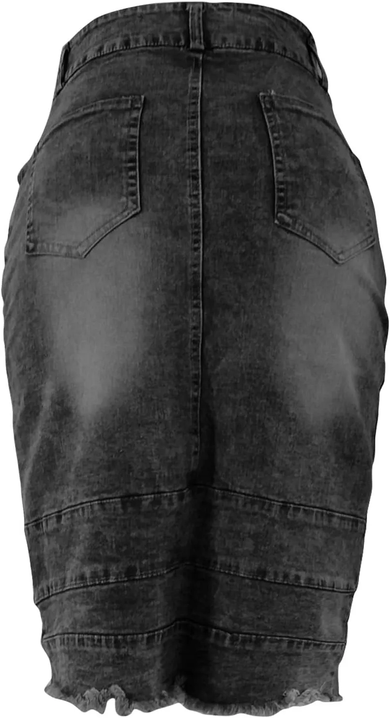for Juniors Linen Denim Midi Knee High Western Pencil Skirts Women 2025