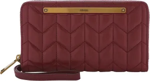Fossil Liza Zip Around Clutch, Wine Quilted