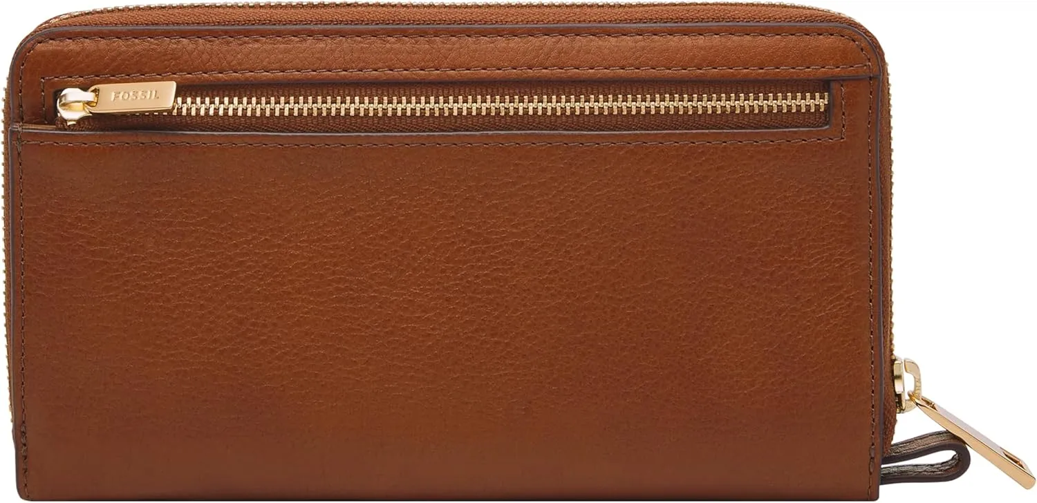 Fossil Women's Liza Leather Zip Around Clutch Wallet with Wristlet Strap