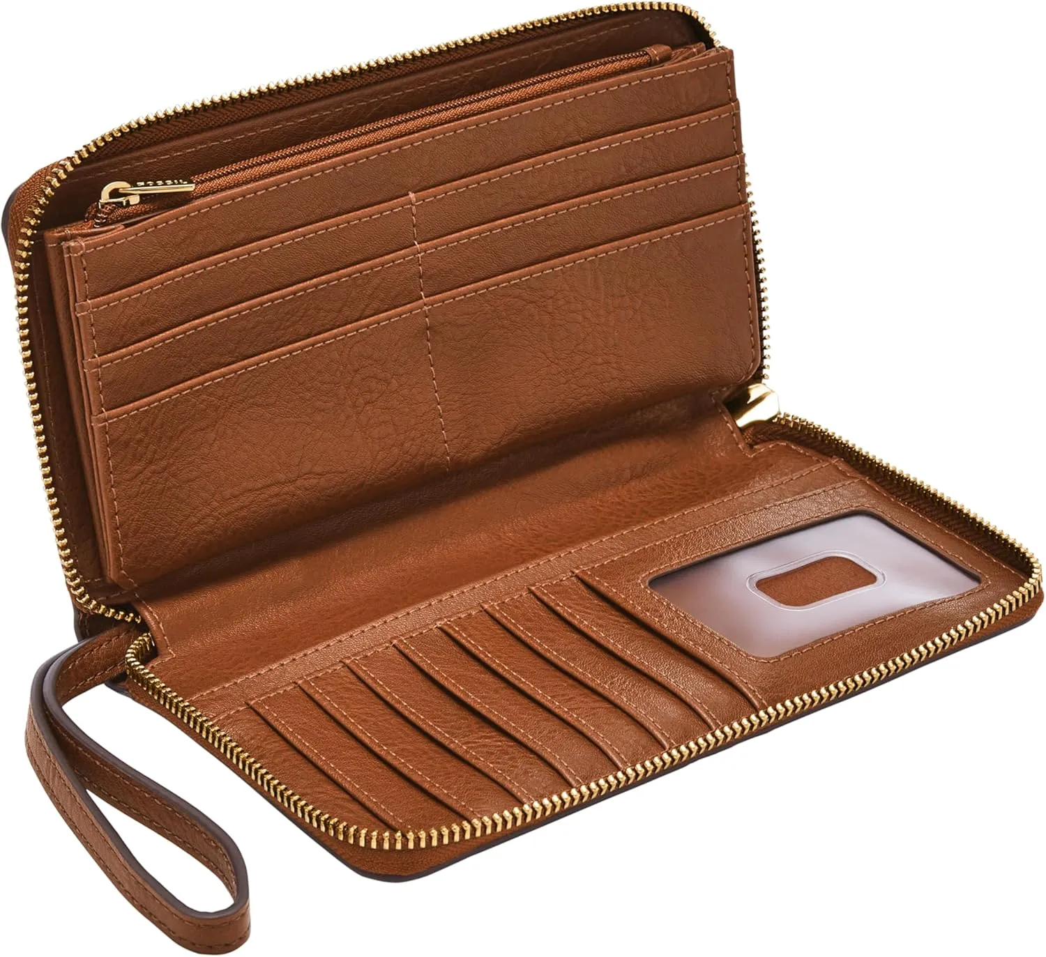 Fossil Women's Liza Leather Zip Around Clutch Wallet with Wristlet Strap