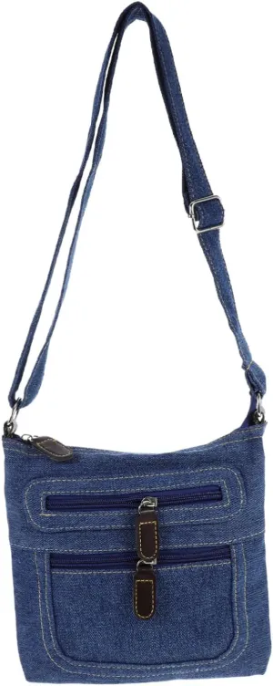 FRCOLOR Square Zippered Bag Denim Satchel Sling Crossbody Tote Casual Shoulder Bag Retro Denim Design
