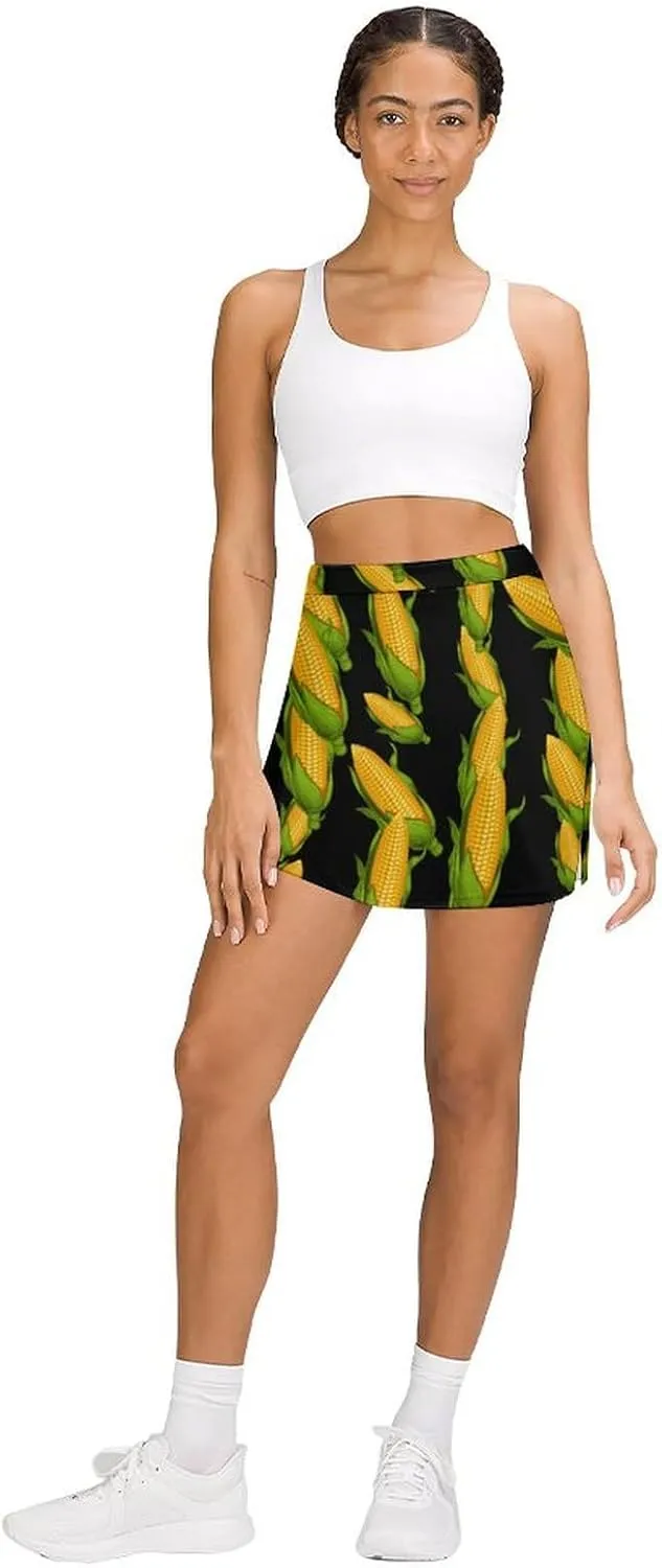 Fresh Corn Women's Skort Athletic Skirt Golf Skorts A-line Skirts with Built-in Shorts Pockets
