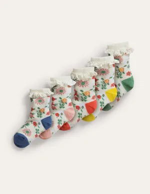 Frilly Socks 5 Pack-Multi Floral