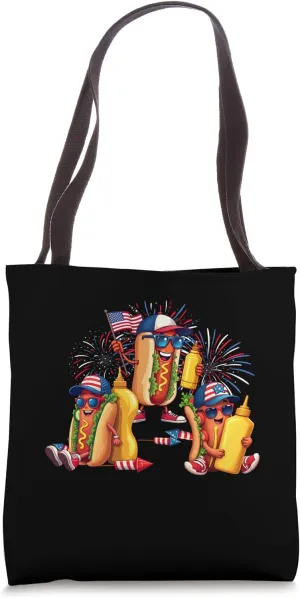 Funny Hotdog Fireworks Patriotic 4th of July Family Kids Tote Bag