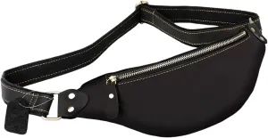 Genuine leather fanny pack, adjustable Detachable hardware, traveling crossbody belt bag, Waist Pack Top Grain (BLACK)