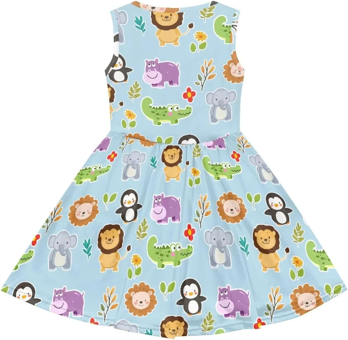 Girls Cute Print Dress with Pockets Swing Loose Fit Sleeveless Summer Mini Twirly Dress for Girls