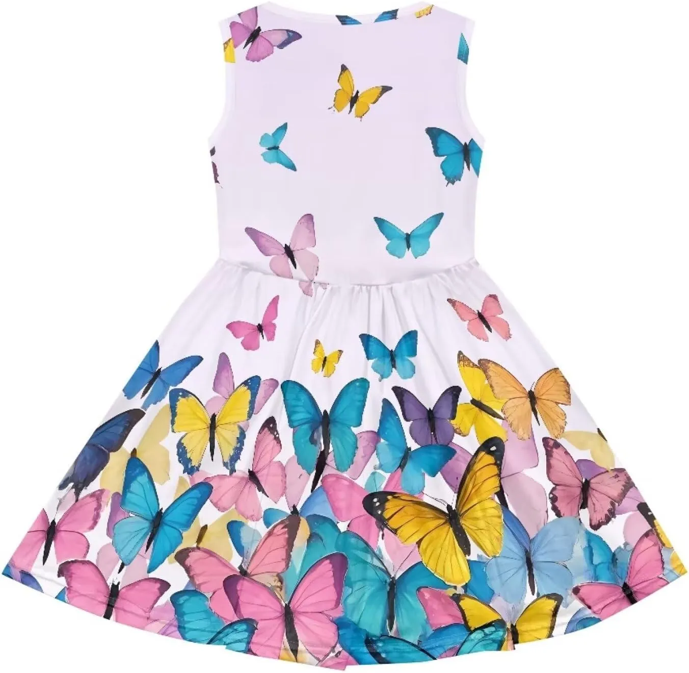 Girls Cute Print Dress with Pockets Swing Loose Fit Sleeveless Summer Mini Twirly Dress for Girls