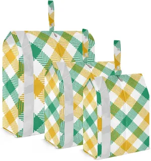 Green and Yellow Plaid Packing Cubes Set of 3, Lightweight Travel Luggage Organizers Foldable Bags for Easy Packing and Organization