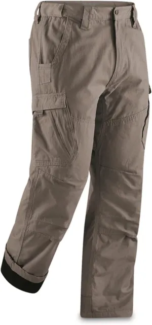 Guide Gear Fleece-lined Flex Canvas Cargo Pants for Men, Relaxed Fit Work Pant with Pockets
