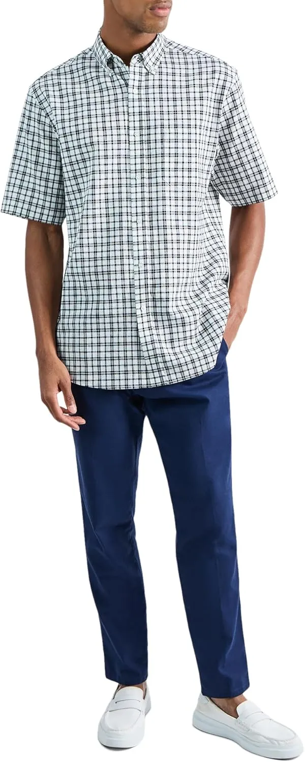 Haggar Men's Life Khaki Short Sleeve Button-Down Casual Linen Shirt