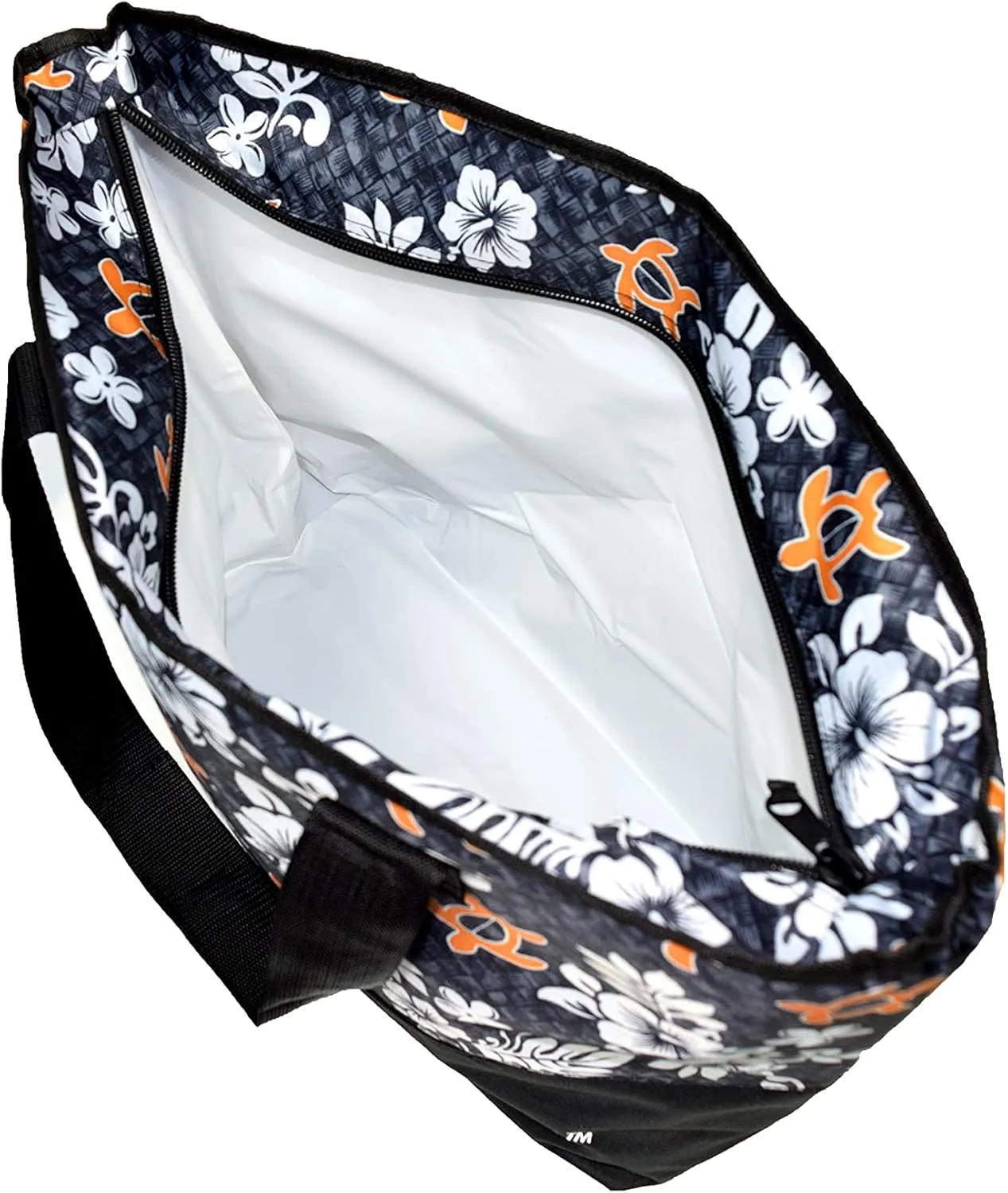Hawaiian Print Large Insulated Cooler Tote Bag 245 (Honu Family - Navy)