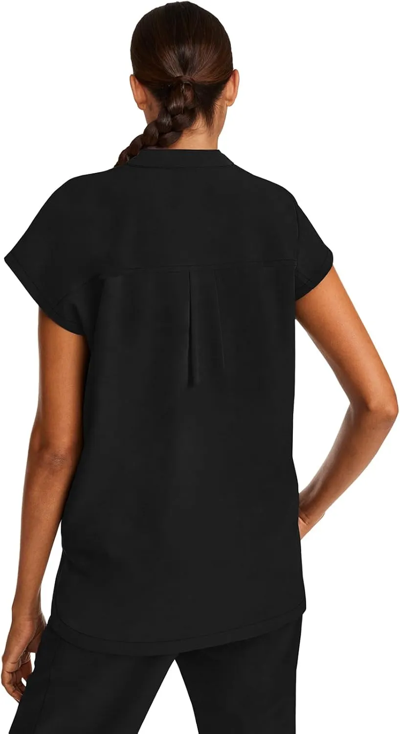 Healing Hands Women's Scrub Top Relaxed Fit Journey Top - 2 Pockets with Knit Details, Dolman Sleeve and Rounded Hem - 2152