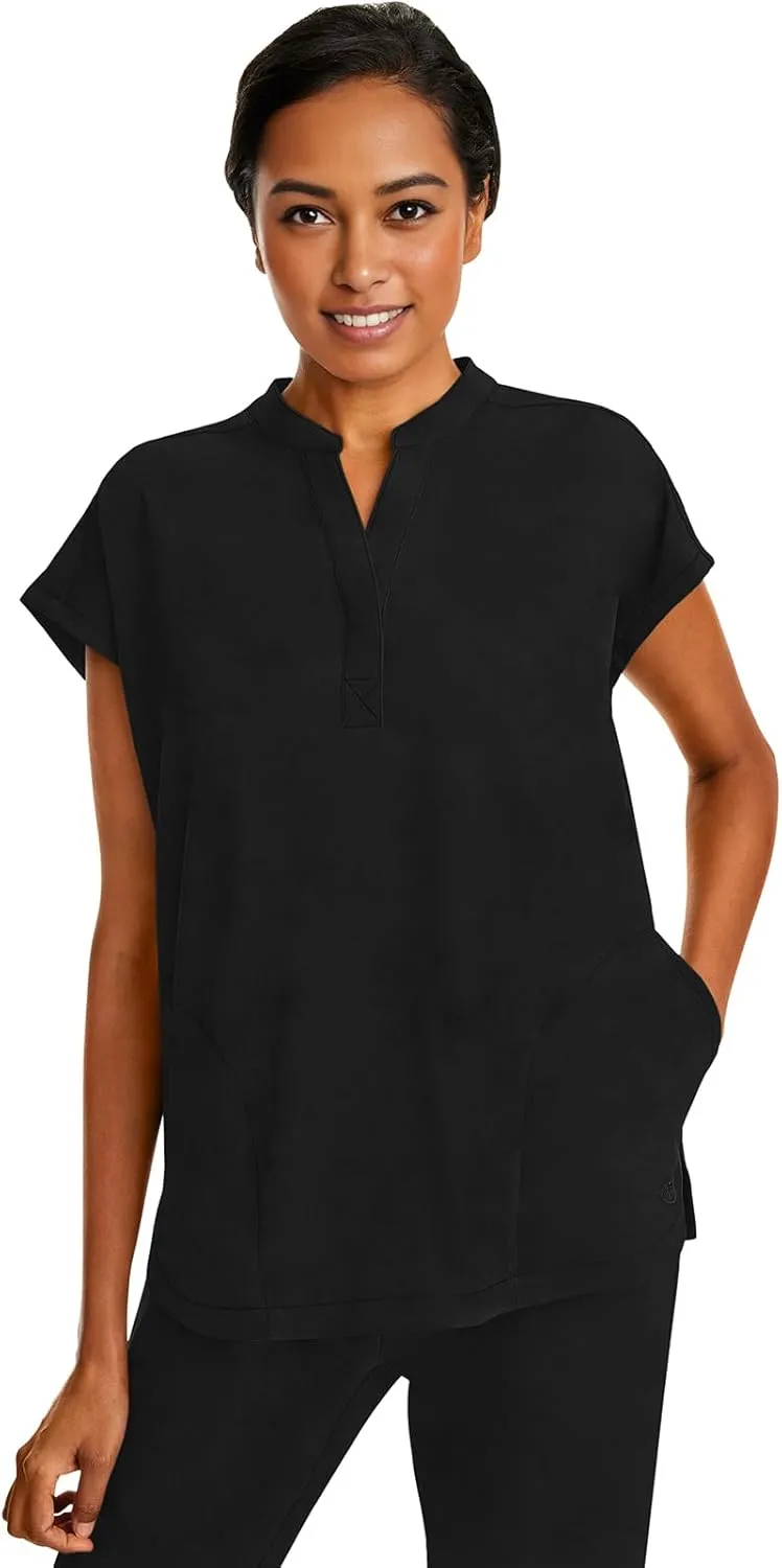 Healing Hands Women's Scrub Top Relaxed Fit Journey Top - 2 Pockets with Knit Details, Dolman Sleeve and Rounded Hem - 2152