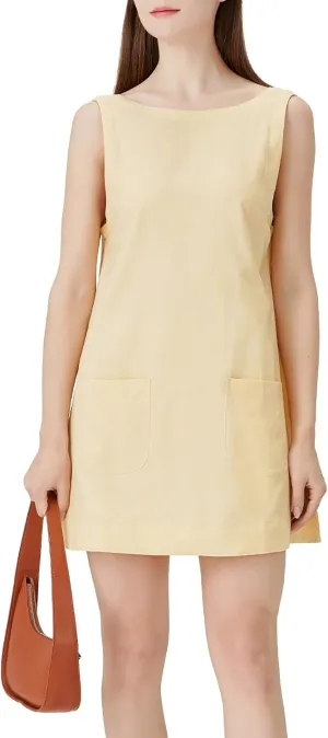 hibshaby Women's Summer Cotton Linen Round Neck Short Dress Sleeveless Mini Dress Casual A Line Slim Tank Dress Sundress