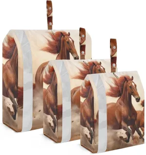 Horse Running Desert Packing Cubes Set of 3, Lightweight Travel Luggage Organizers Foldable Bags for Easy Packing and Organization