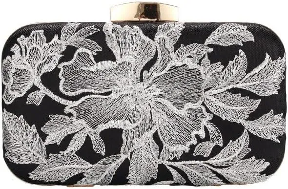HUFFA Retro Handbag Embroidery Flower Luxury Designer Handbag Female Banquet Dress Bag Chain Shoulder Party Clutch Wedding (Color : Gold)