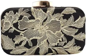 HUFFA Retro Handbag Embroidery Flower Luxury Designer Handbag Female Banquet Dress Bag Chain Shoulder Party Clutch Wedding (Color : Gold)