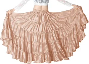 Indian Trendy Women's Satin 25 Yard 5 Tiered Gypsy Belly Dance Skirt Flamenco