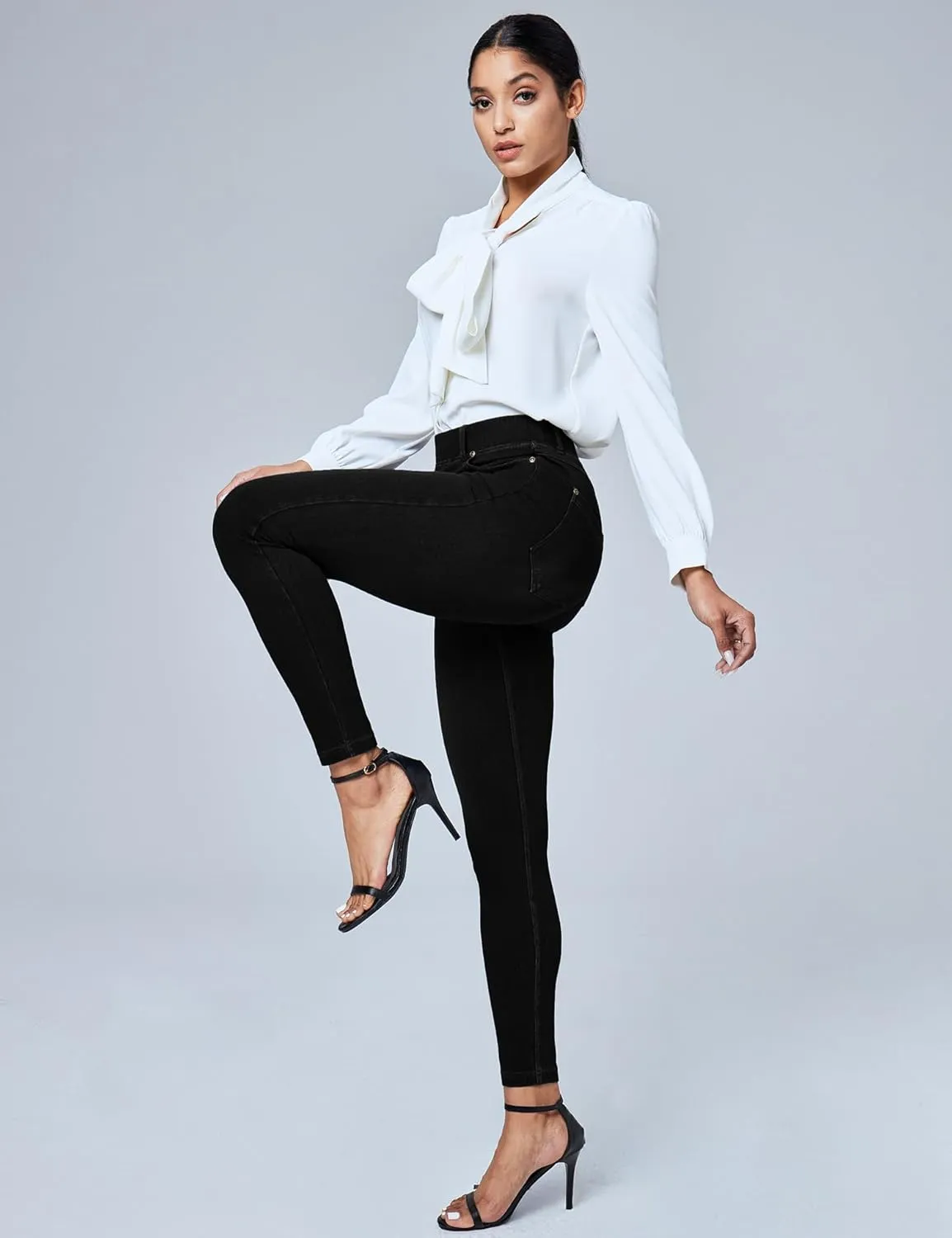 IUGA Jeggings for Women Tummy Control Stretchy Jeans for Women High Waisted Pull on Skinny Jean Leggings with Pockets Trendy